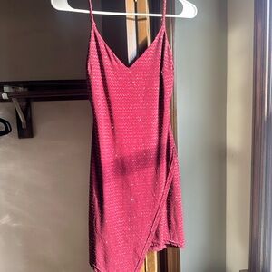 Windsor Maroon Glitter Asymmetrical Dress
